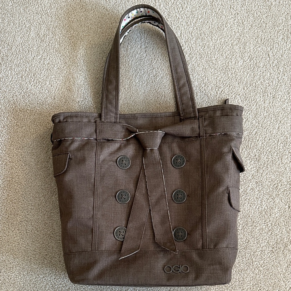 OGIO Brown Tote with Button Accents for Laptop/Tablet